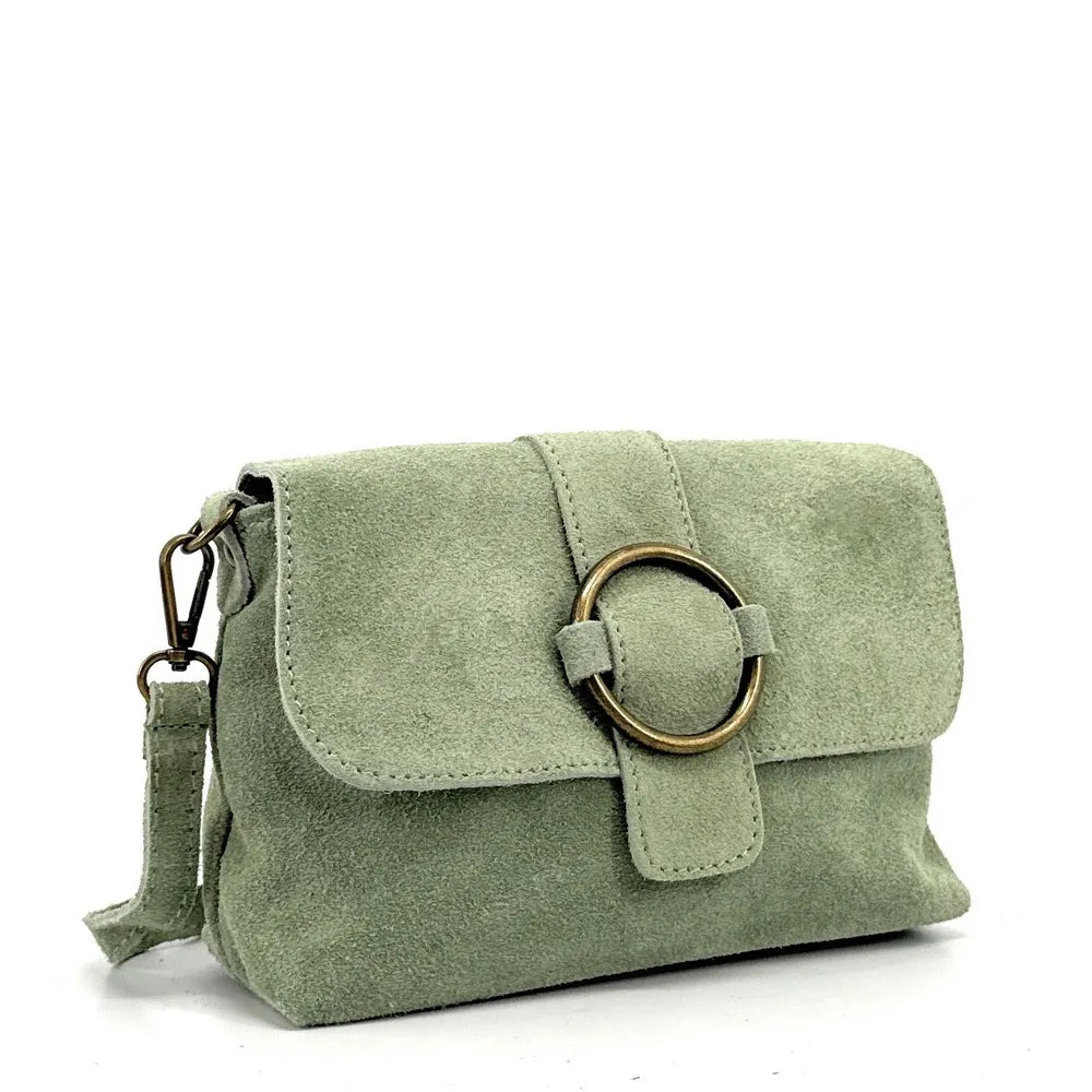 Sac à main en croûte de cuir VERONE SUEDE Vert amande