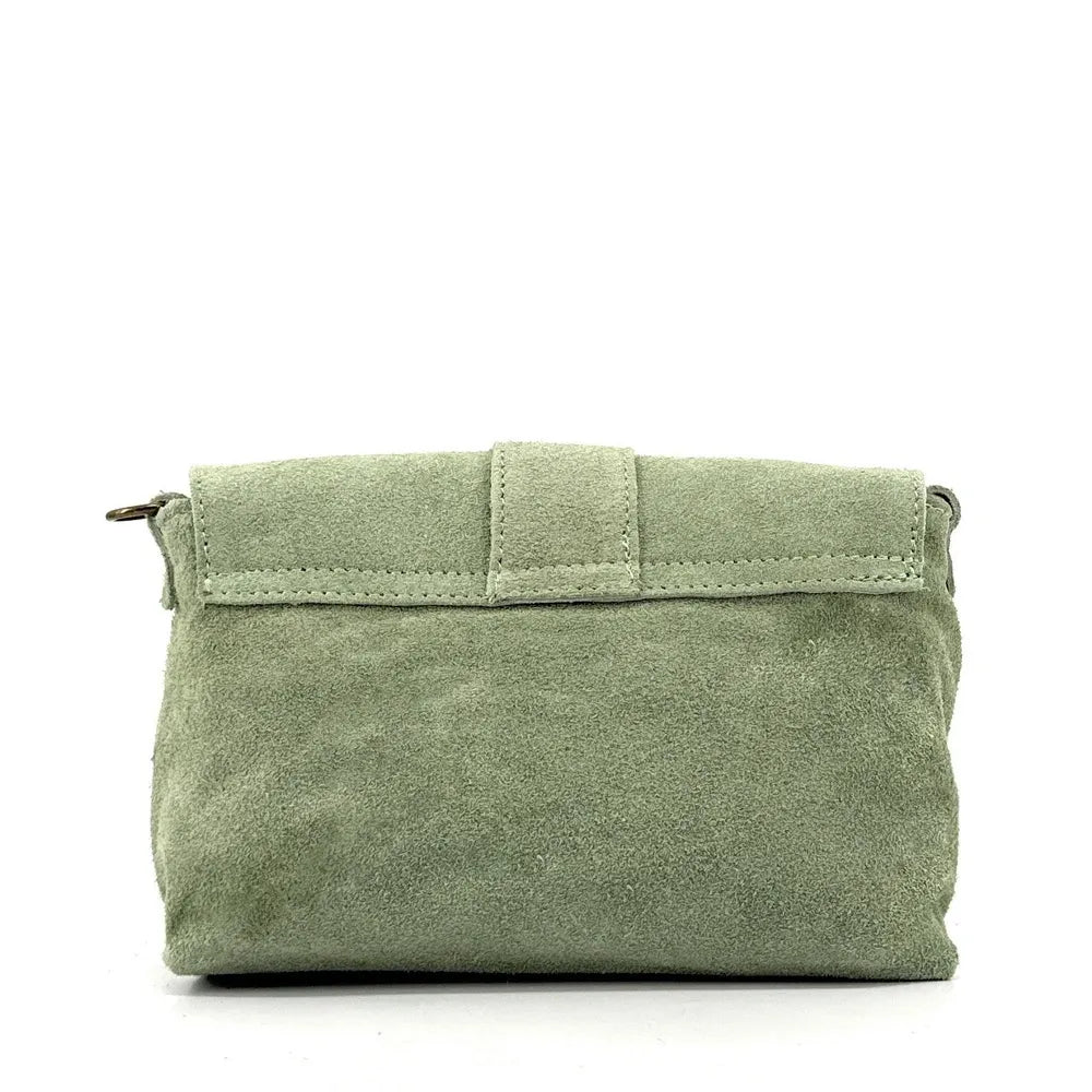 Sac à main en croûte de cuir VERONE SUEDE Vert amande
