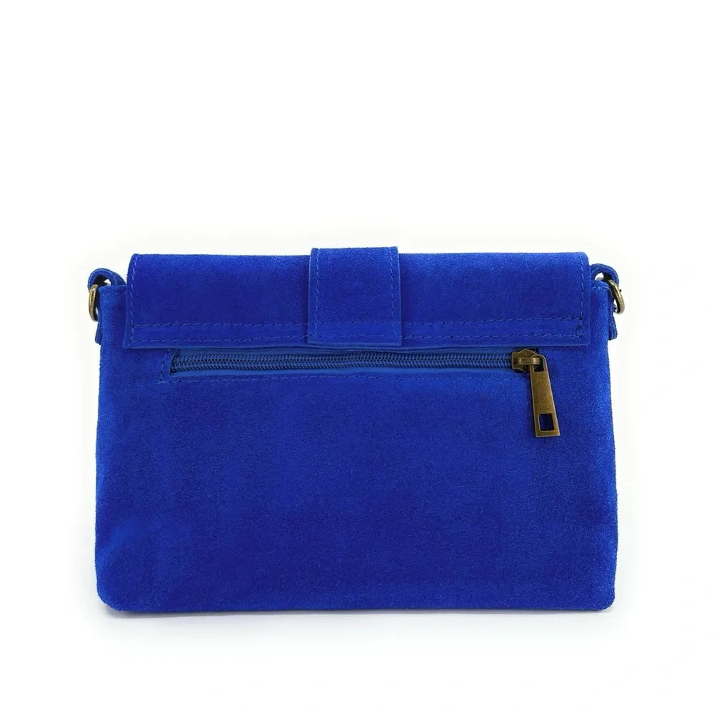 Sac à main en croûte de cuir VERONE SUEDE Bleu roi