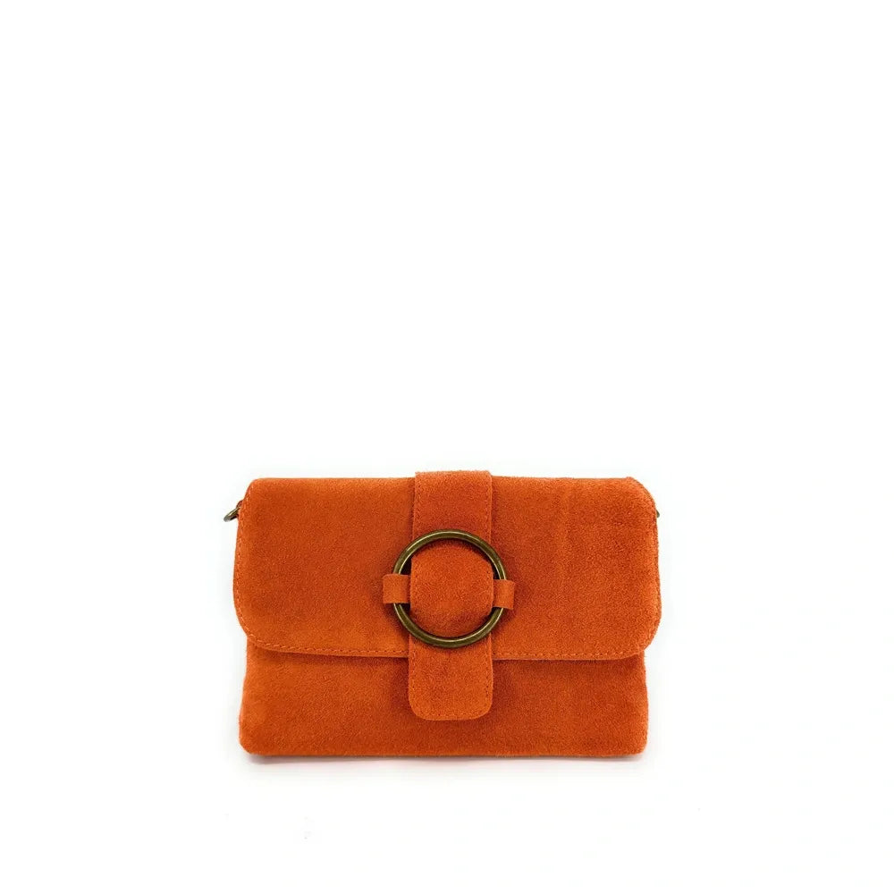 Sac à main en croûte de cuir VERONE SUEDE Mandarine