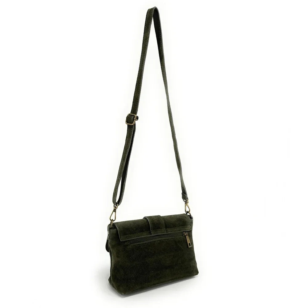 Sac à main en croûte de cuir VERONE SUEDE Kaki