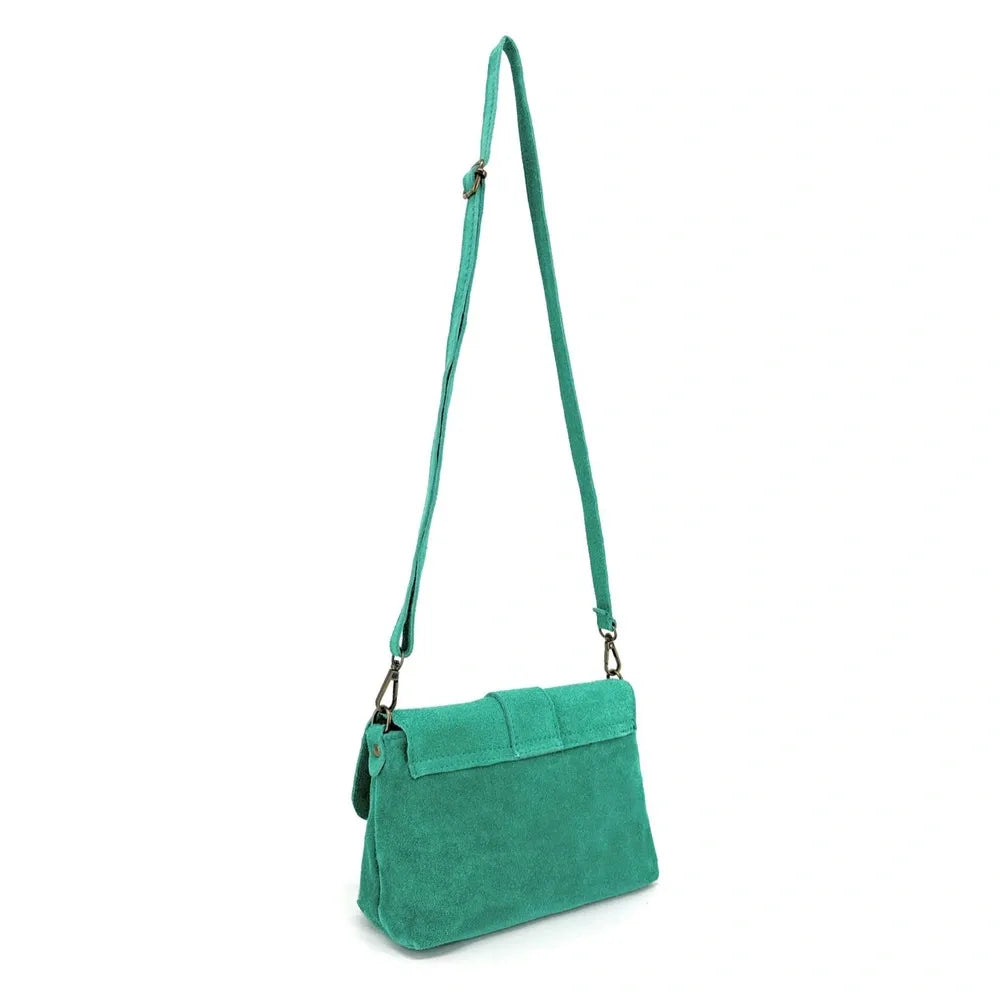 Sac à main en croûte de cuir VERONE SUEDE Vert menthe
