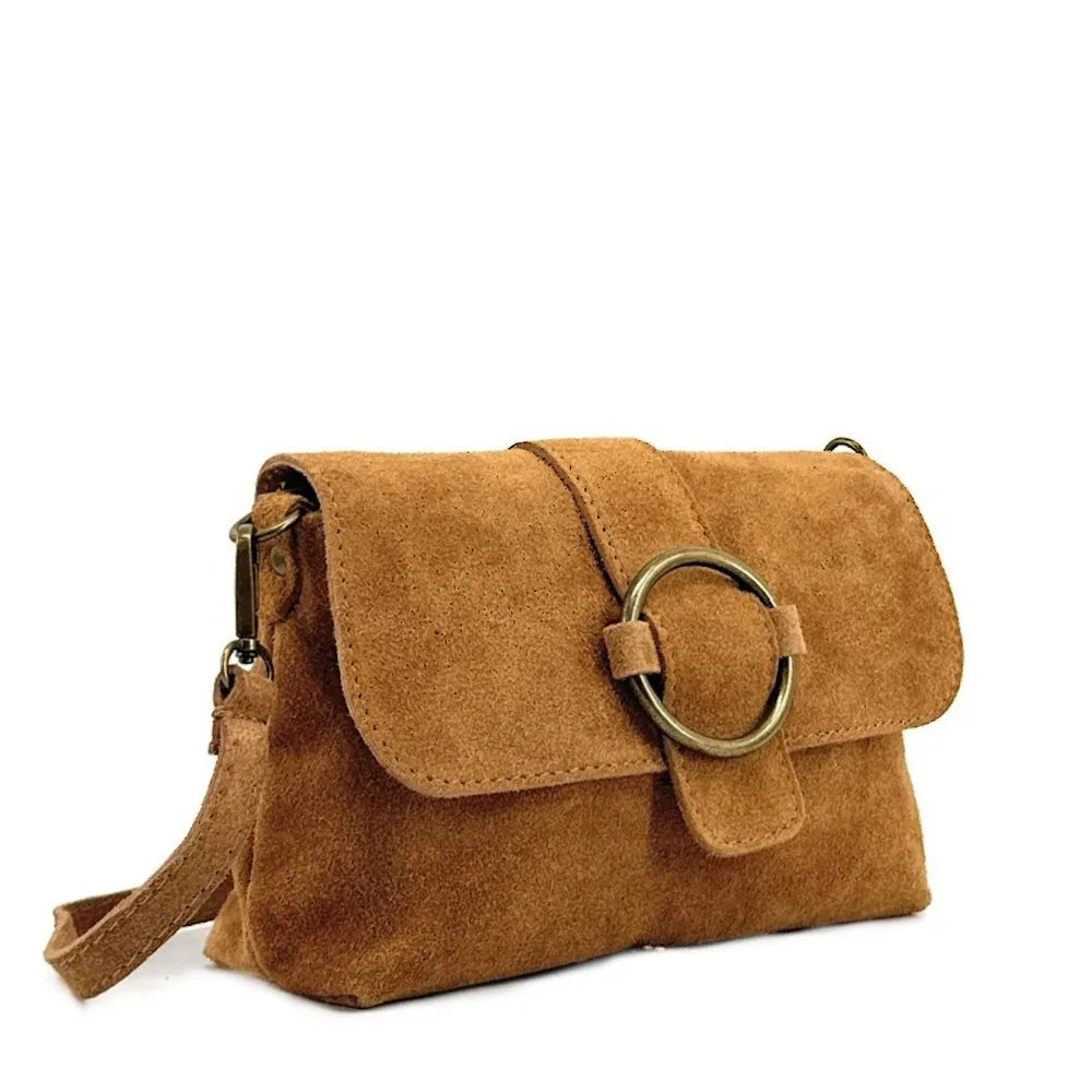 Sac à main en croûte de cuir VERONE SUEDE Camel
