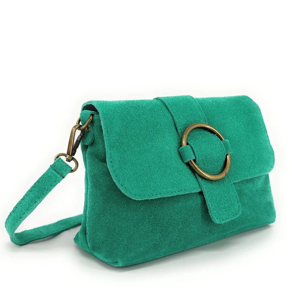 Sac à main en croûte de cuir VERONE SUEDE Vert menthe