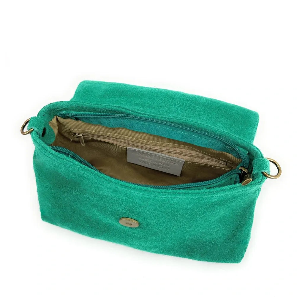 Sac à main en croûte de cuir VERONE SUEDE Vert menthe
