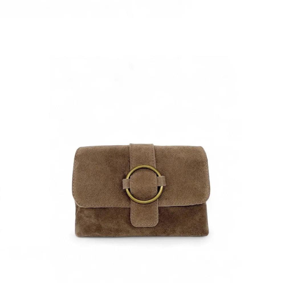 Sac à main en croûte de cuir VERONE SUEDE Taupe