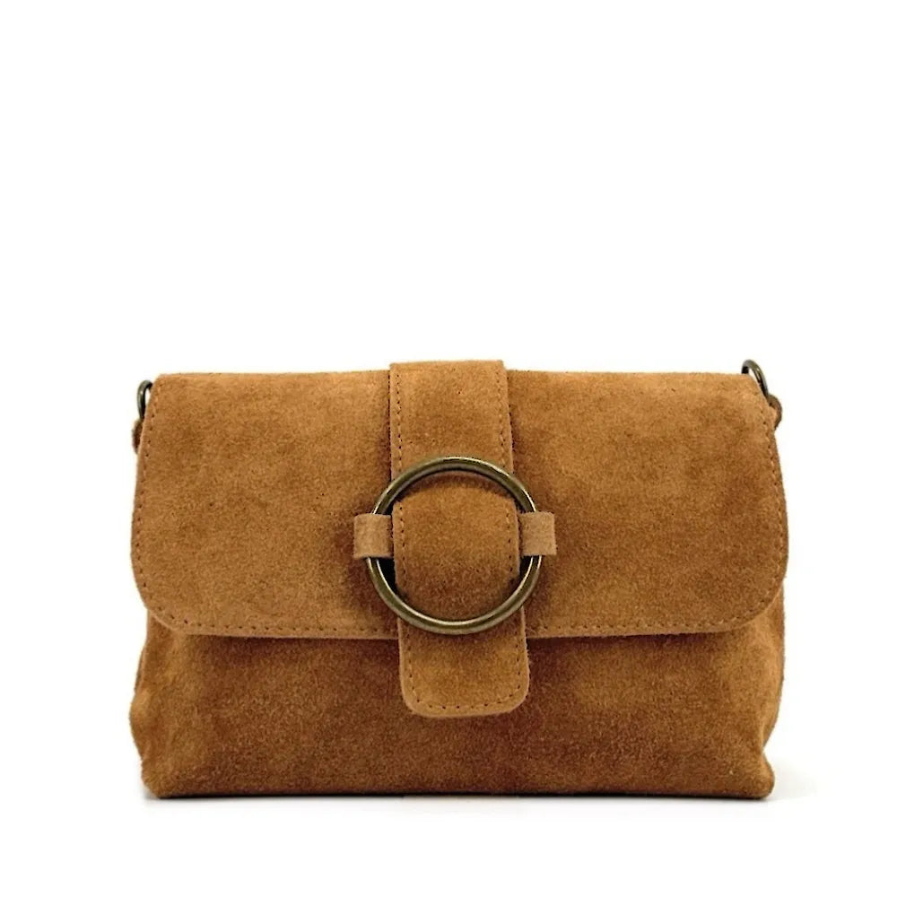 Sac à main en croûte de cuir VERONE SUEDE Camel