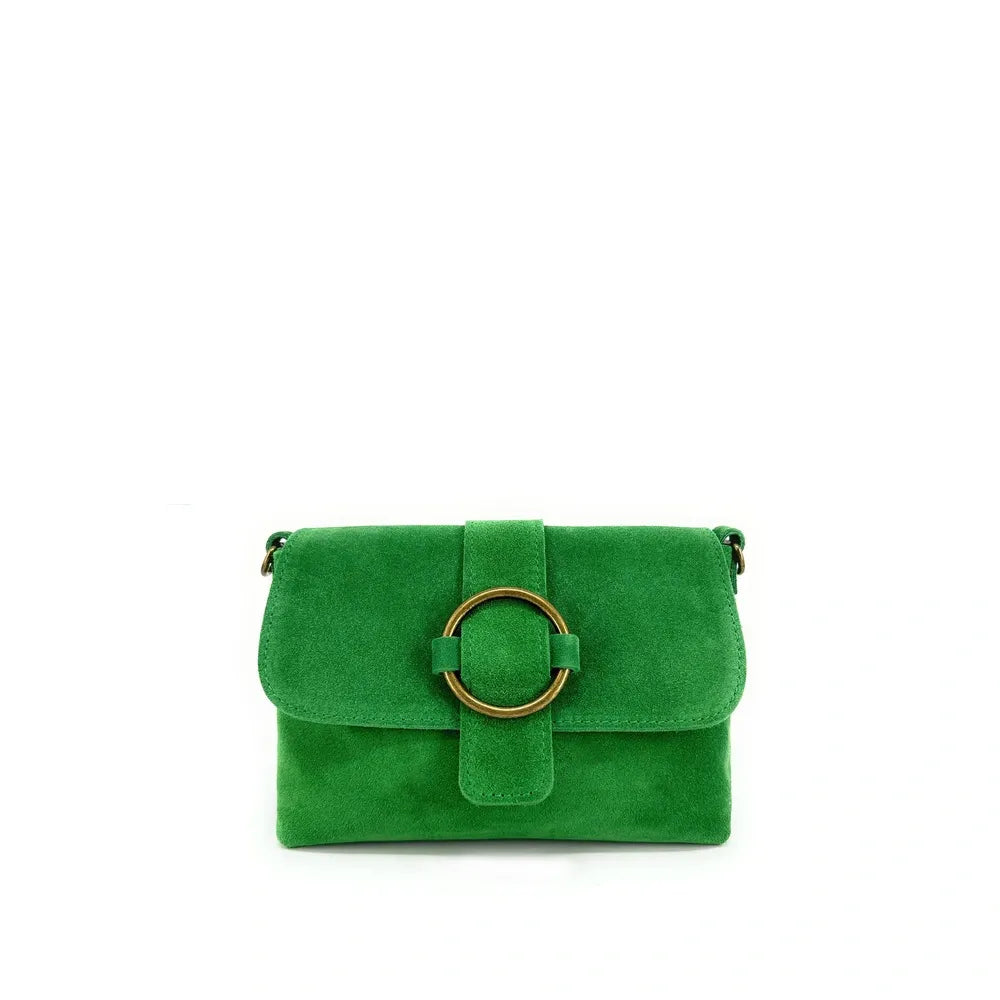 Sac à main en croûte de cuir VERONE SUEDE Vert anglais