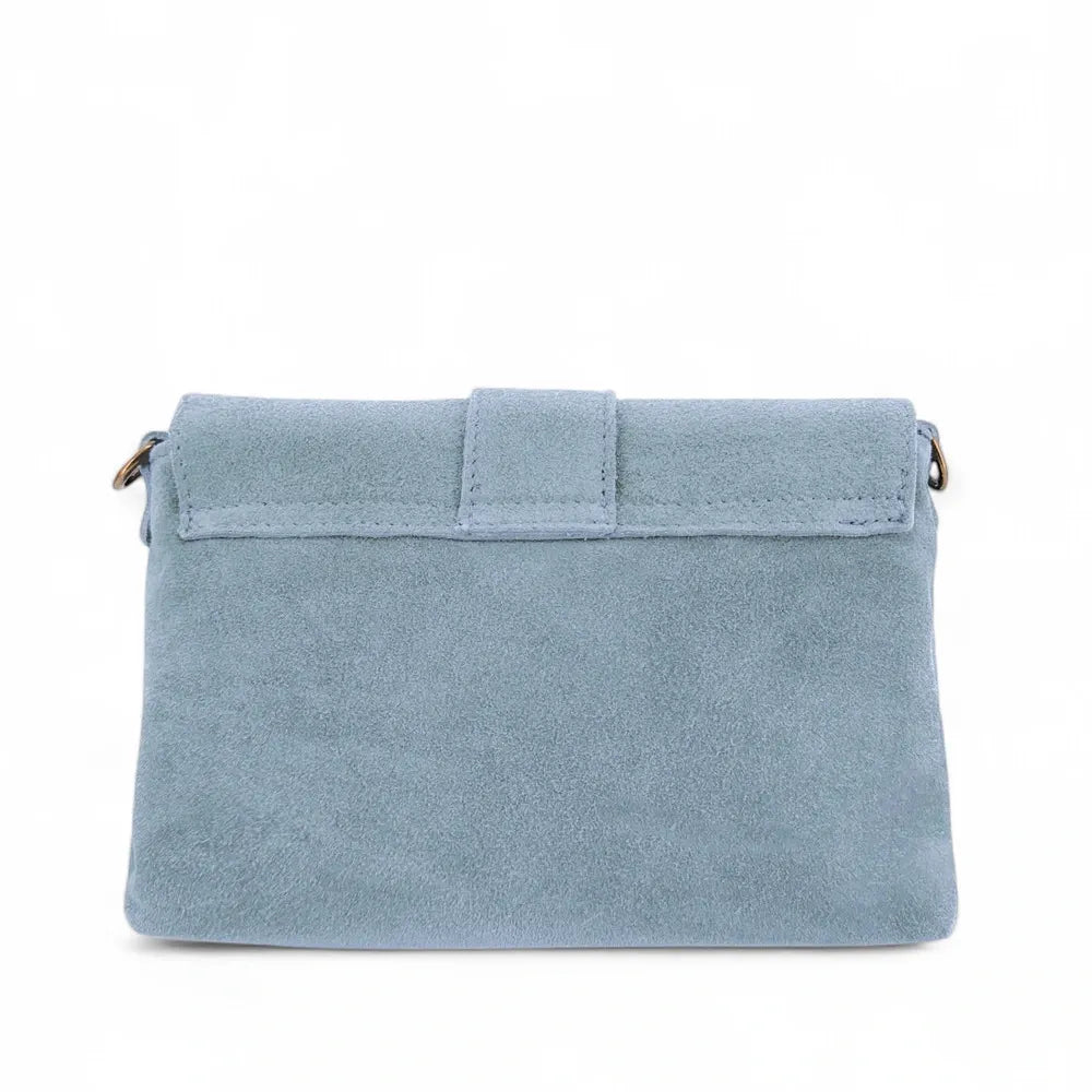 Sac à main en croûte de cuir VERONE SUEDE Bleu pastel