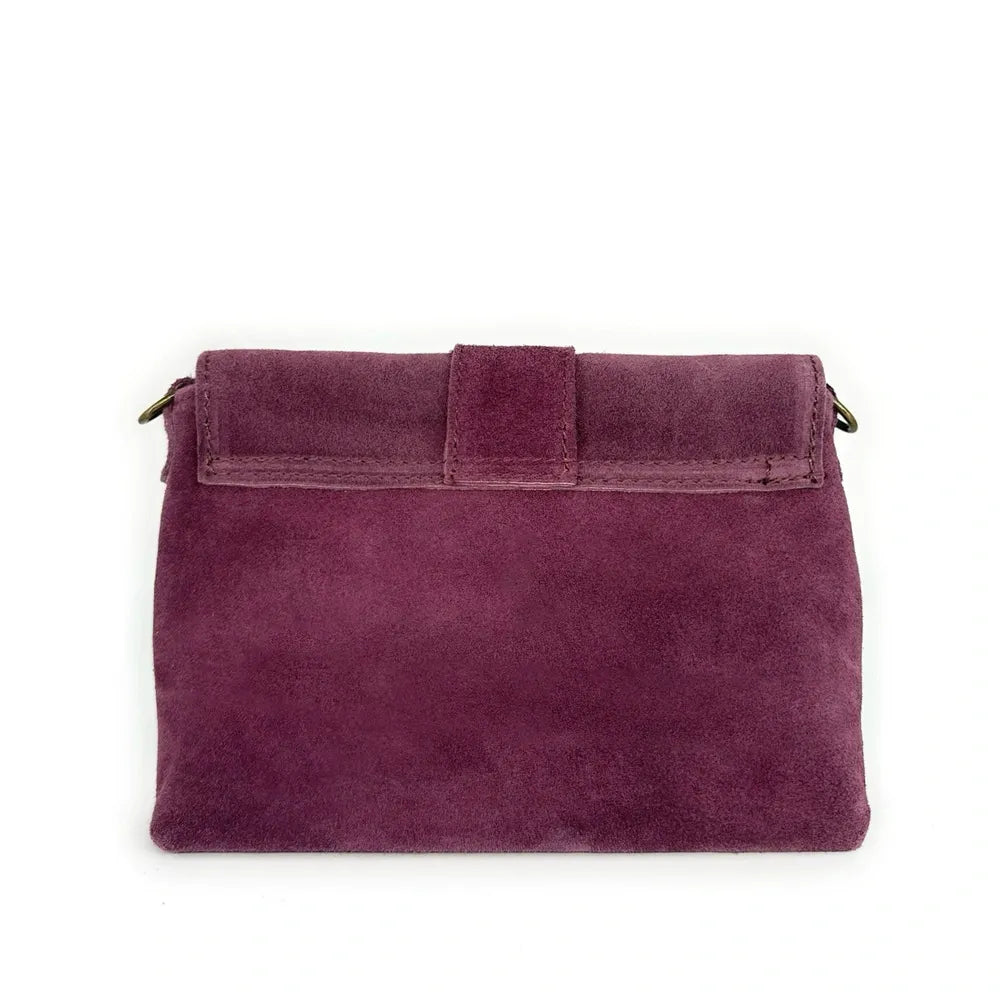 Sac à main en croûte de cuir VERONE SUEDE Prune