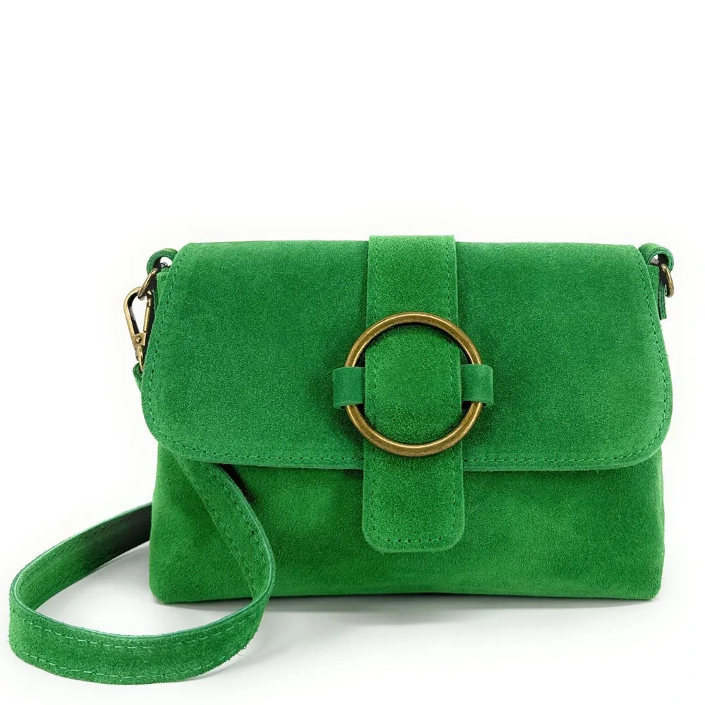 Sac à main en croûte de cuir VERONE SUEDE Vert anglais