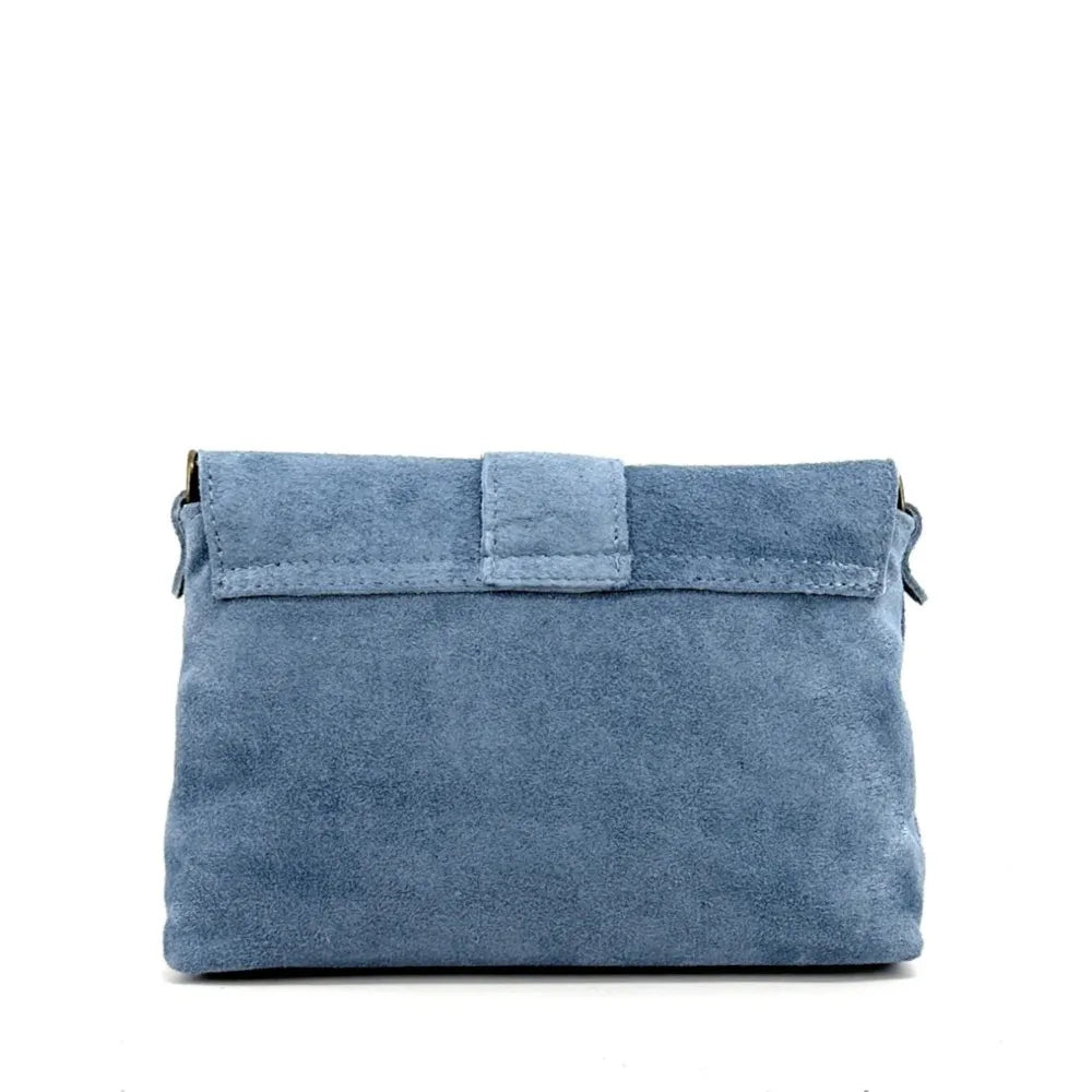 Sac à main en croûte de cuir VERONE SUEDE Bleu denim