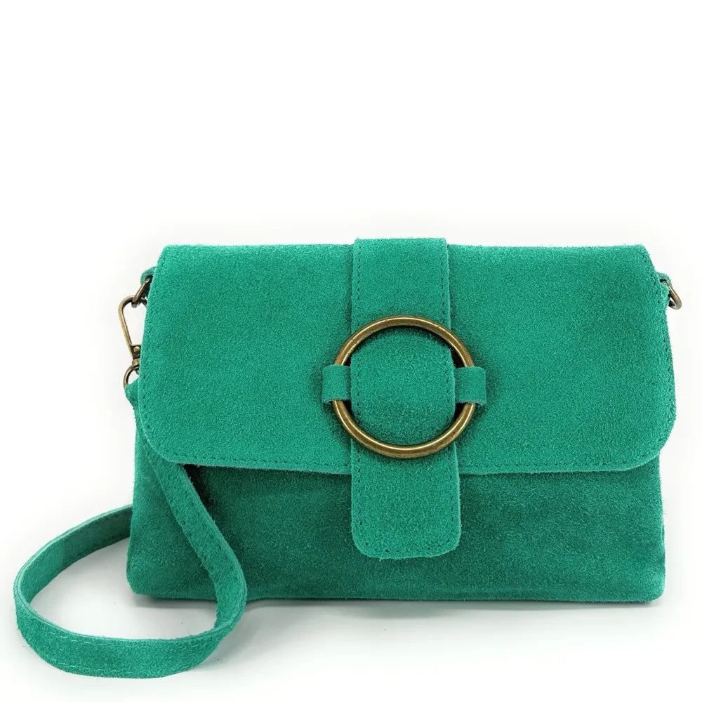 Sac à main en croûte de cuir VERONE SUEDE Vert menthe