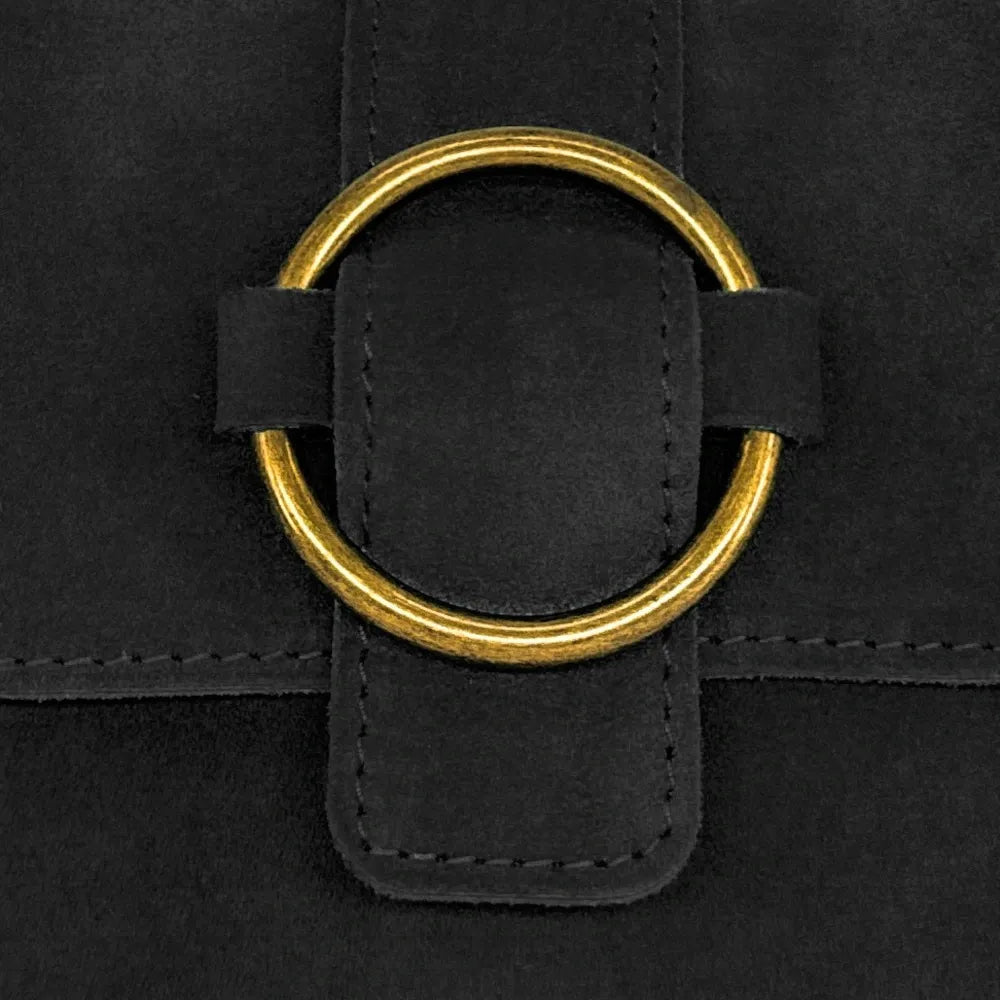 Sac à main en croûte de cuir VERONE SUEDE Noir