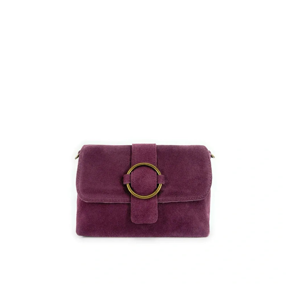 Sac à main en croûte de cuir VERONE SUEDE Prune