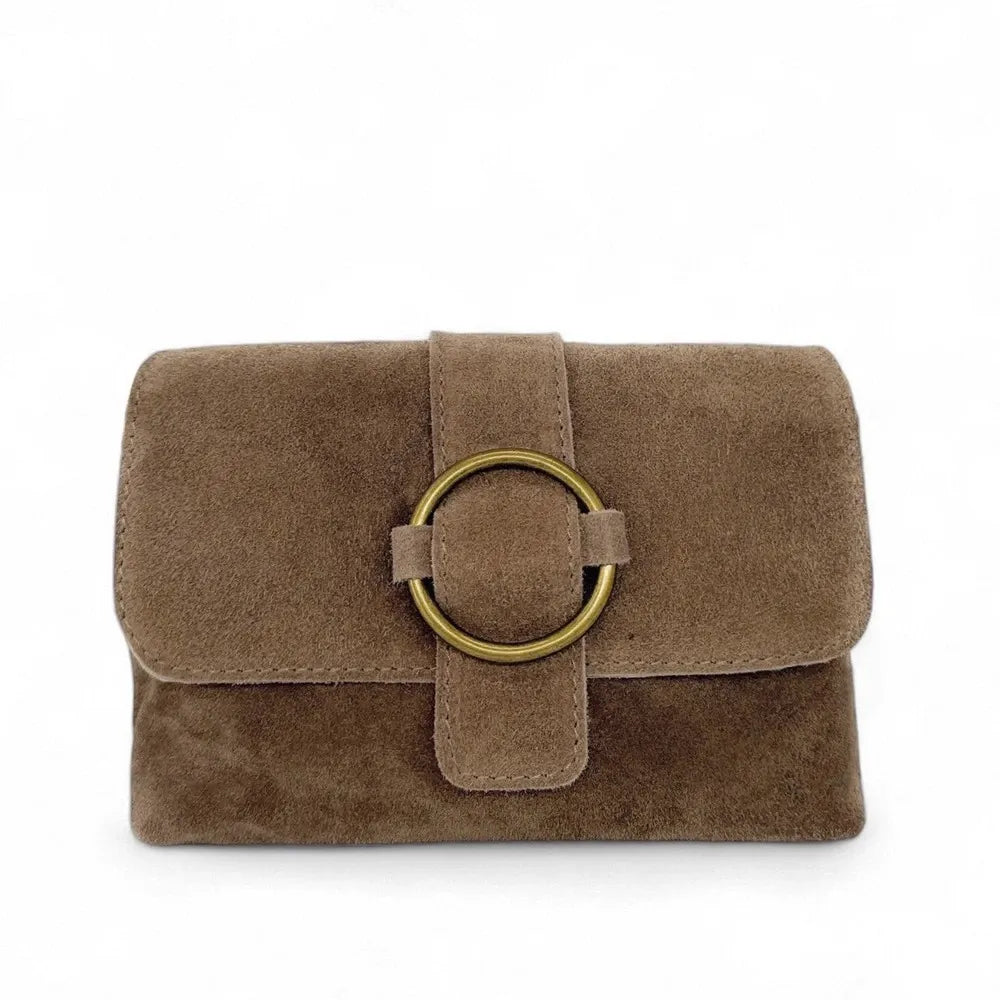 Sac à main en croûte de cuir VERONE SUEDE Taupe