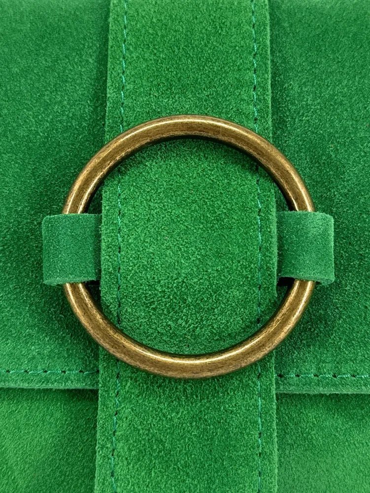 Sac à main en croûte de cuir VERONE SUEDE Vert anglais