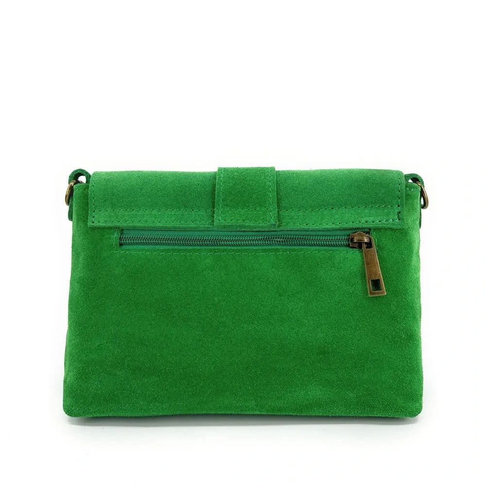 Sac à main en croûte de cuir VERONE SUEDE Vert anglais