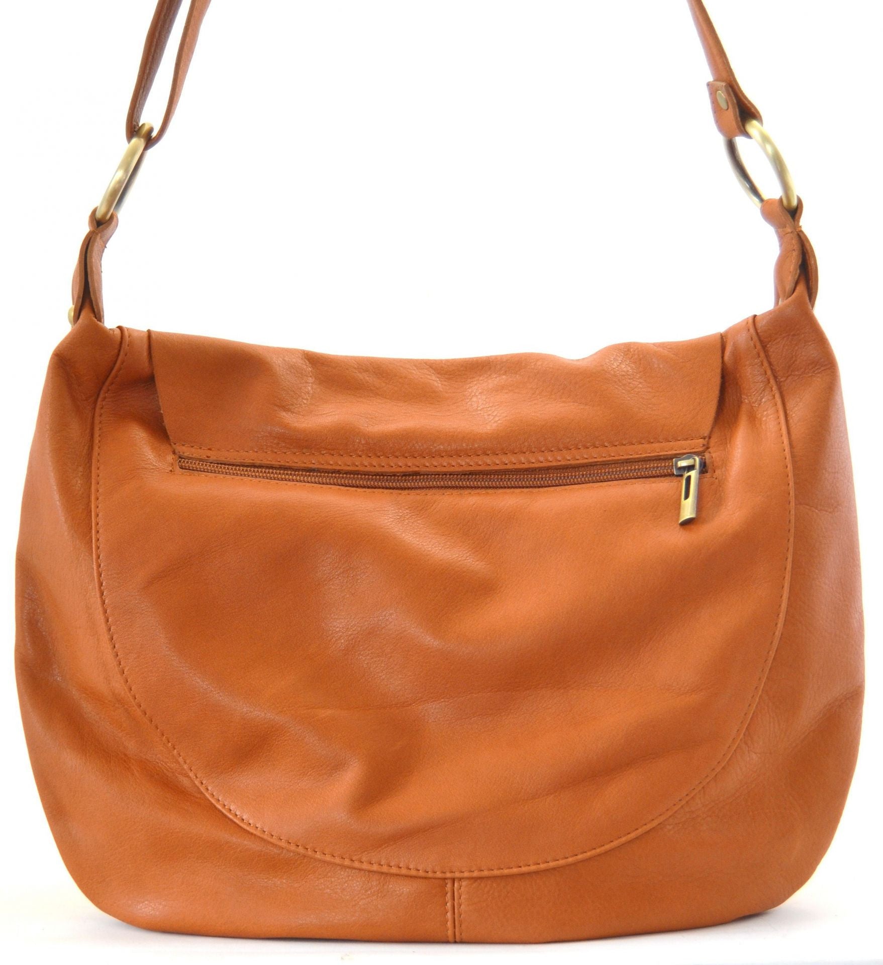 Sac besace en cuir lisse PERLA Cognac