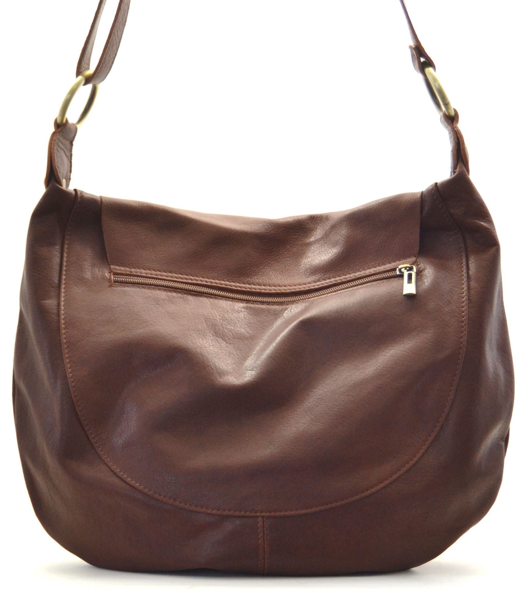 Sac besace en cuir lisse PERLA Châtaigne