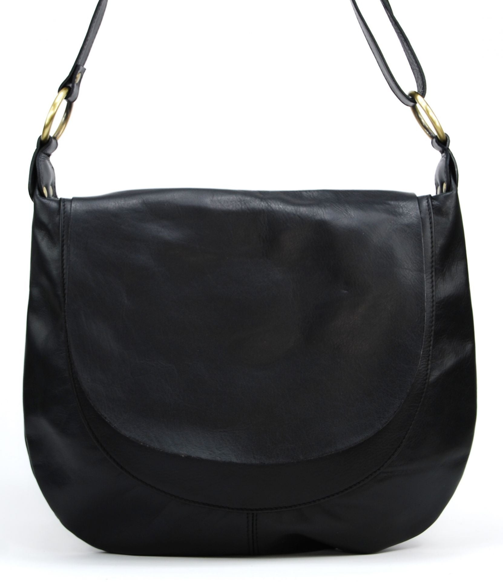 Sac besace en cuir lisse PERLA Noir