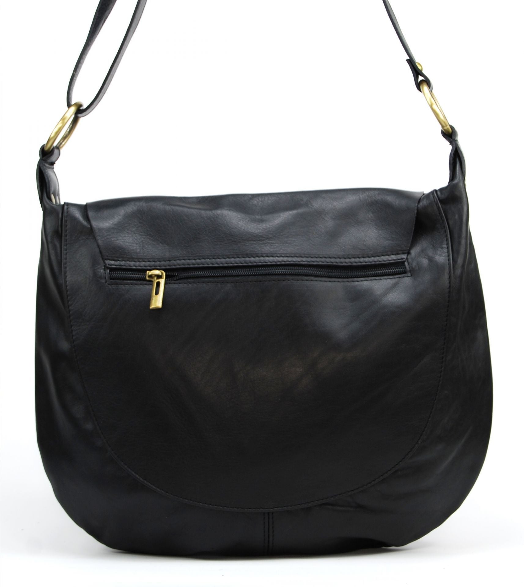 Sac besace en cuir lisse PERLA Noir