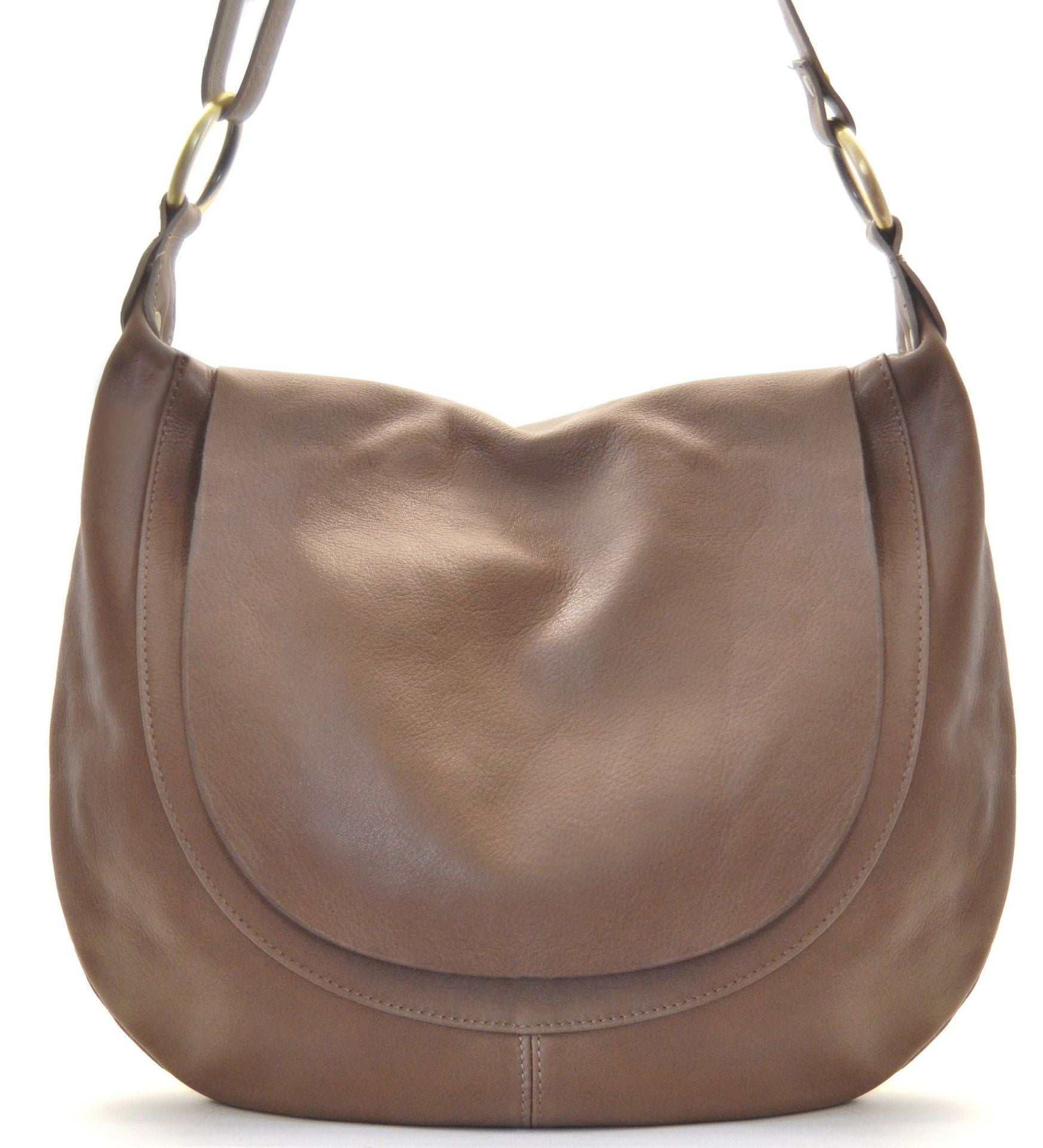 Sac besace en cuir lisse PERLA Taupe