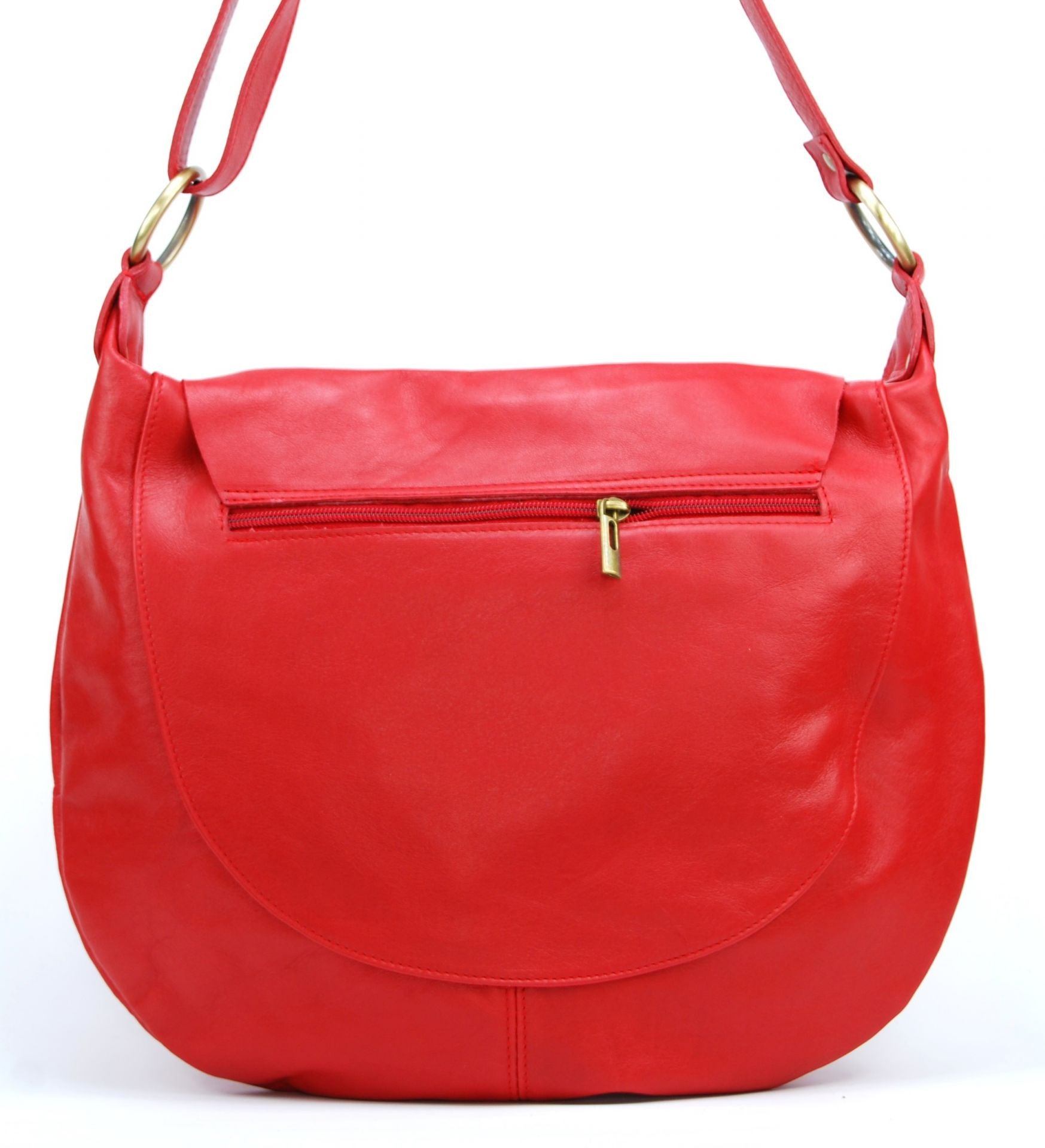 Sac besace en cuir lisse PERLA Rouge garance
