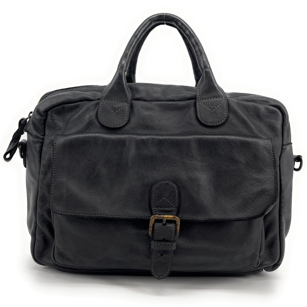 Sac à main en cuir vintage COLUMBIA Noir