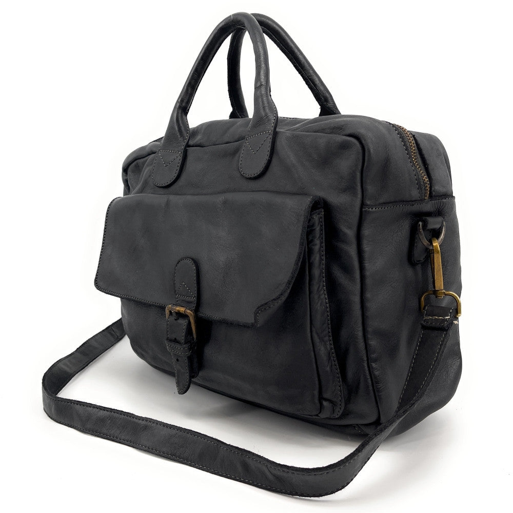 Sac à main en cuir vintage COLUMBIA Noir
