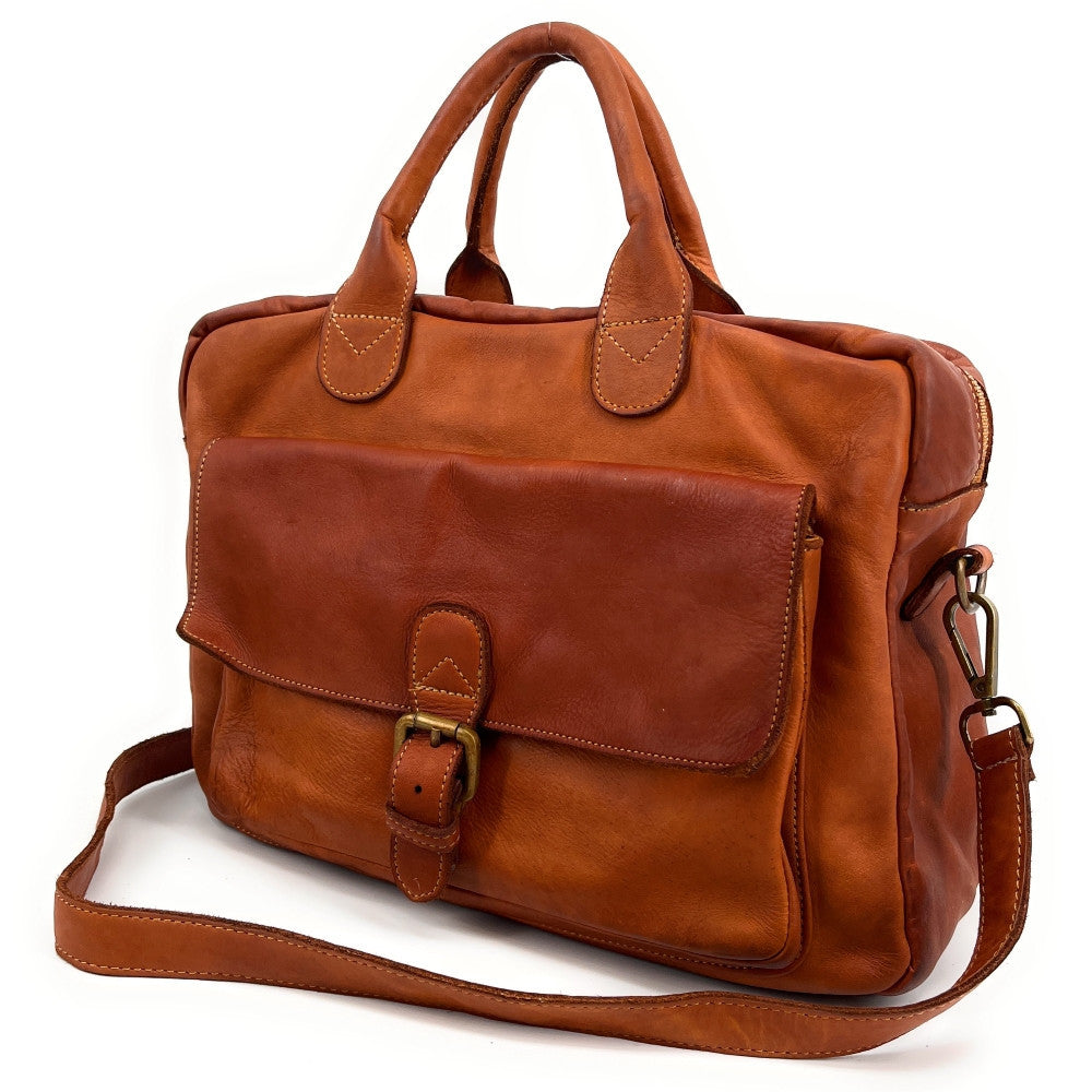 Sac à main en cuir vintage COLUMBIA Camel