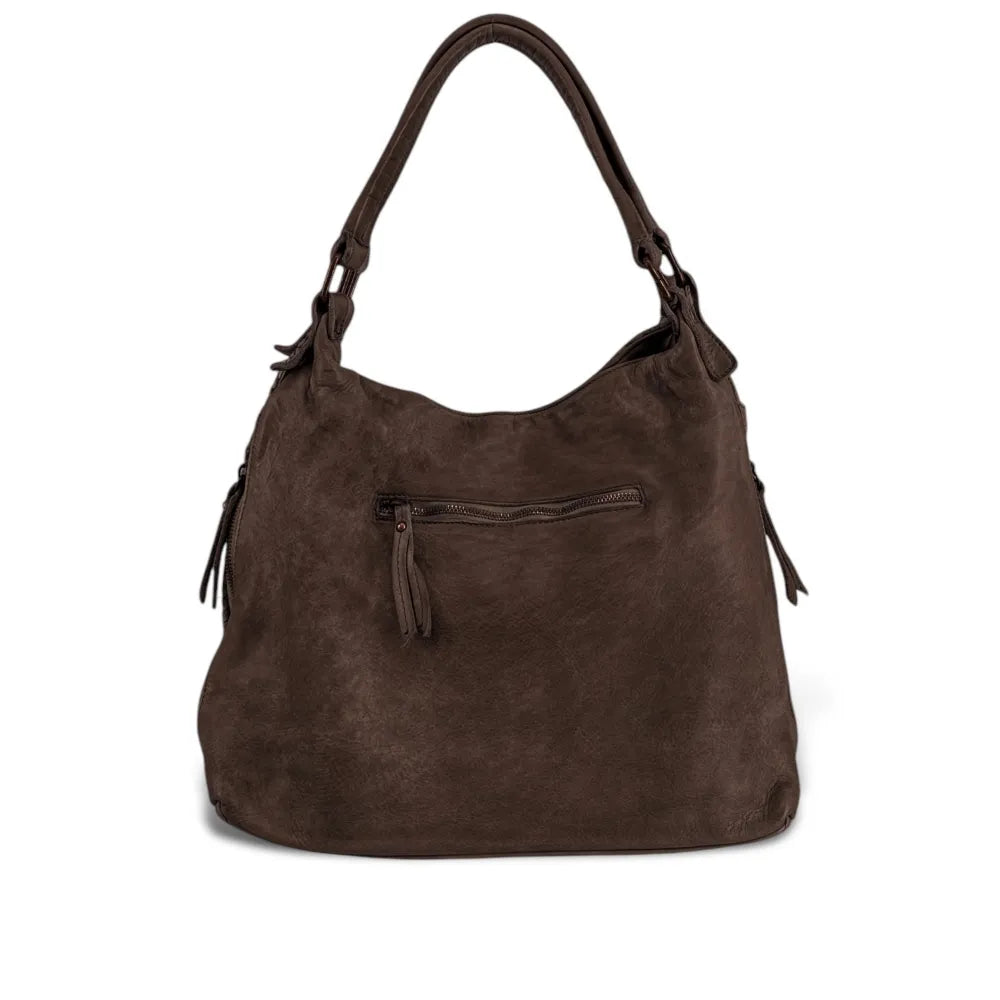 Sac à main en cuir vintage tressé BRISBANE Chocolat