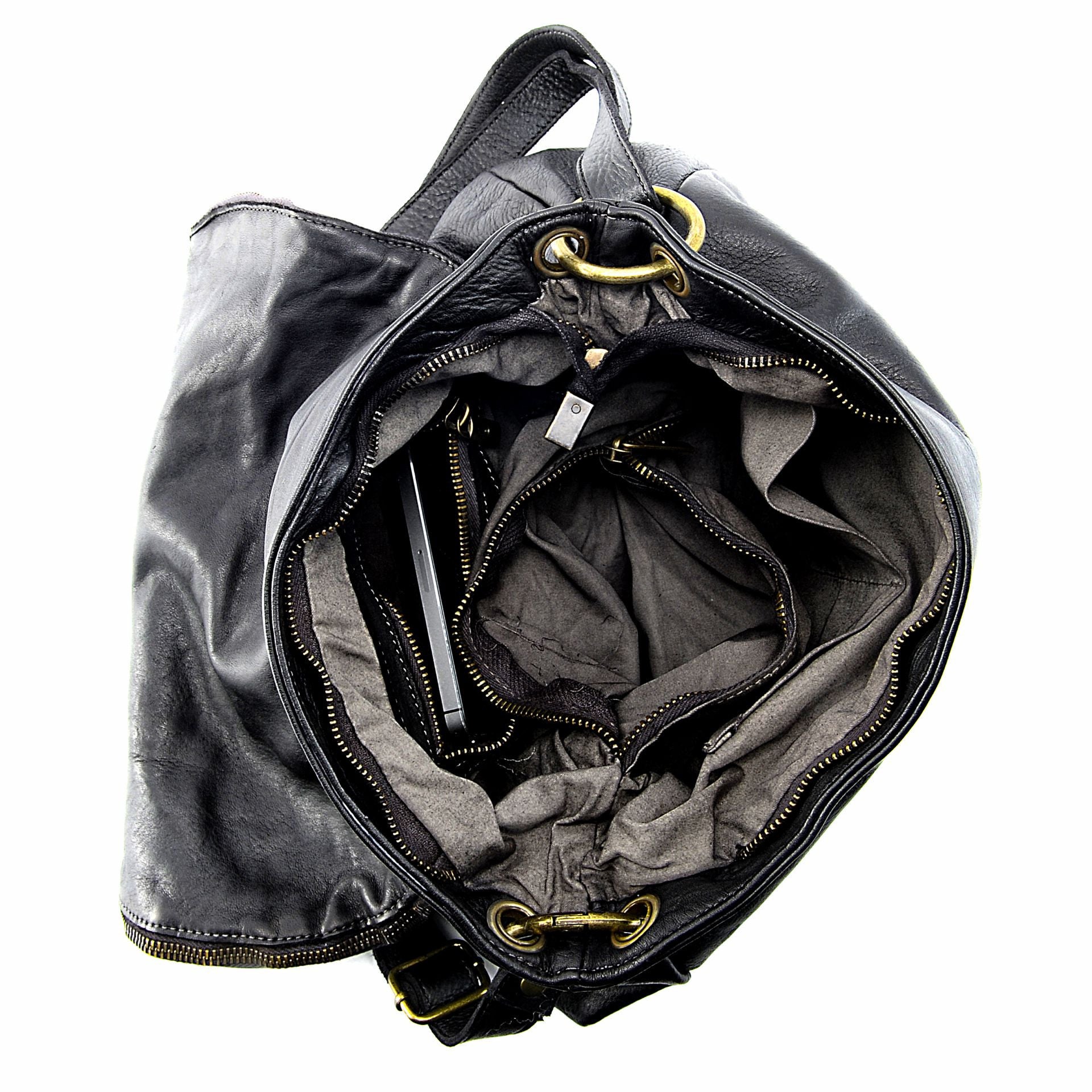 Sac besace en cuir vintage MISS BAYE Noir