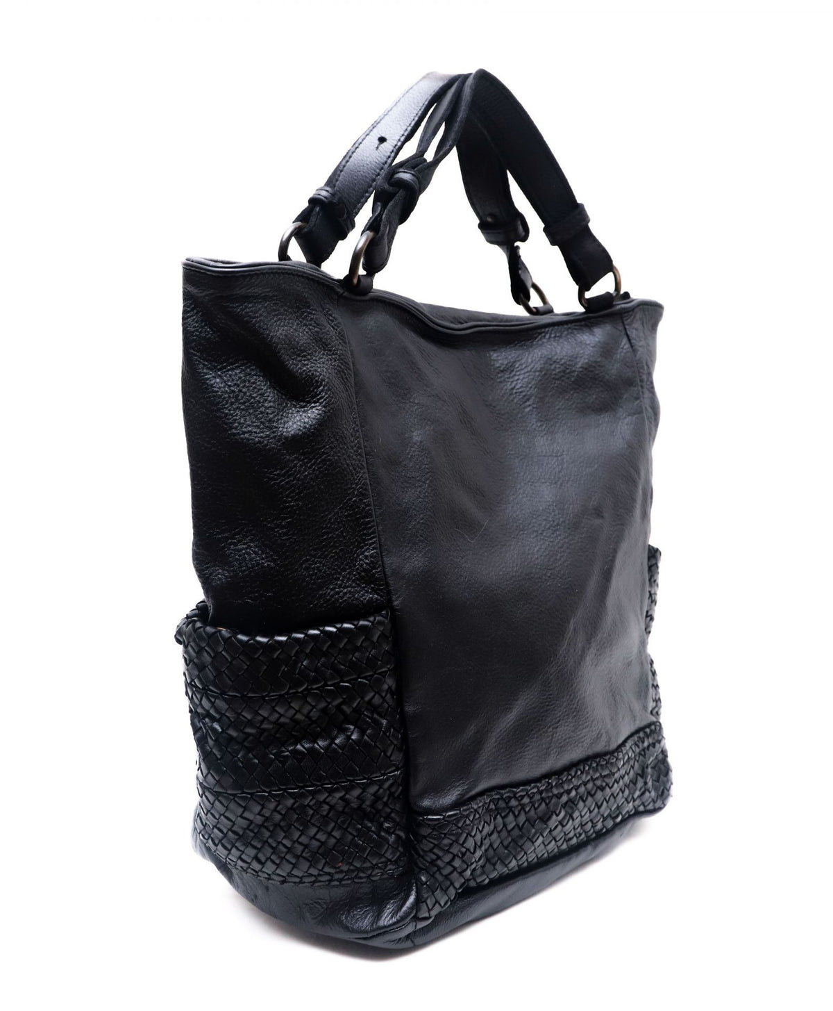 Sac cabas porté épaule en cuir vintage MISS TALASI Noir