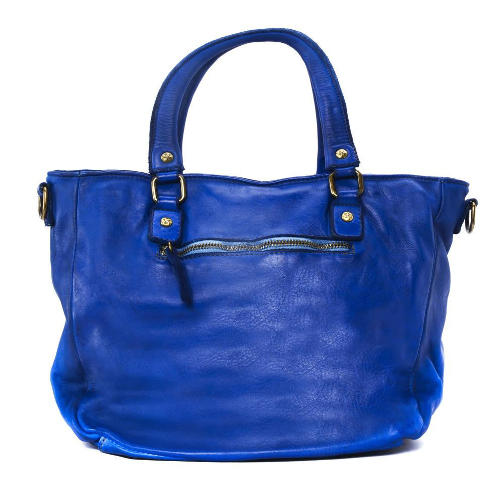 Sac cabas en cuir vintage MISS JENNER Bleu roi