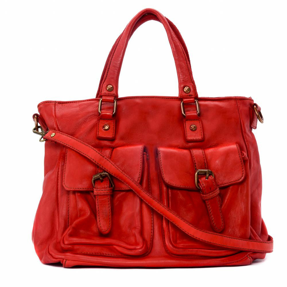 Sac cabas en cuir vintage MISS JENNER Rouge garance