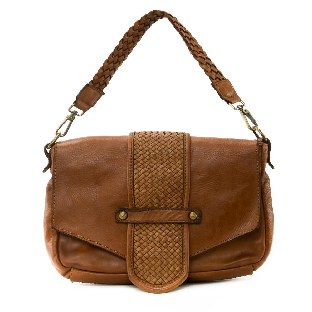 Sac à main en cuir vintage MISS LOIS Cognac