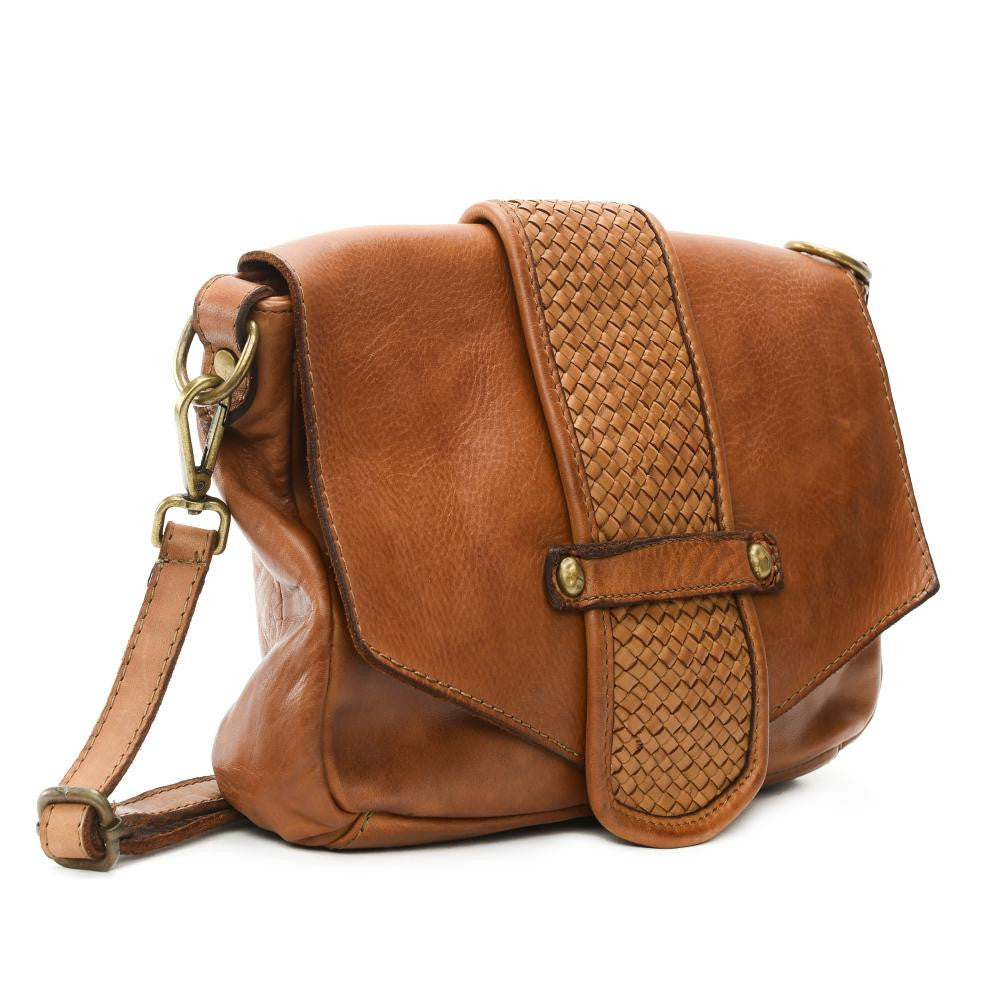 Sac à main en cuir vintage MISS LOIS Cognac
