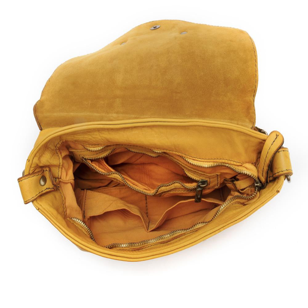 Sac à main en cuir vintage MISS LOIS Jaune tournesol