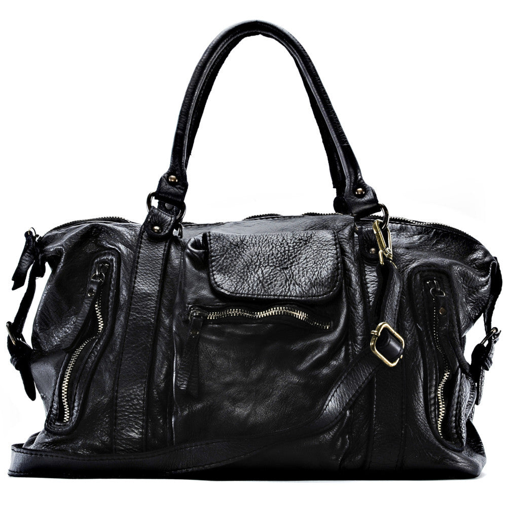 Sac à main en cuir vintage MISS MY Noir Noir
