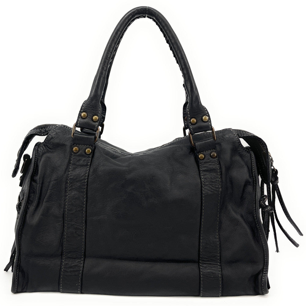 Sac à main en cuir vintage MISS STORM Noir
