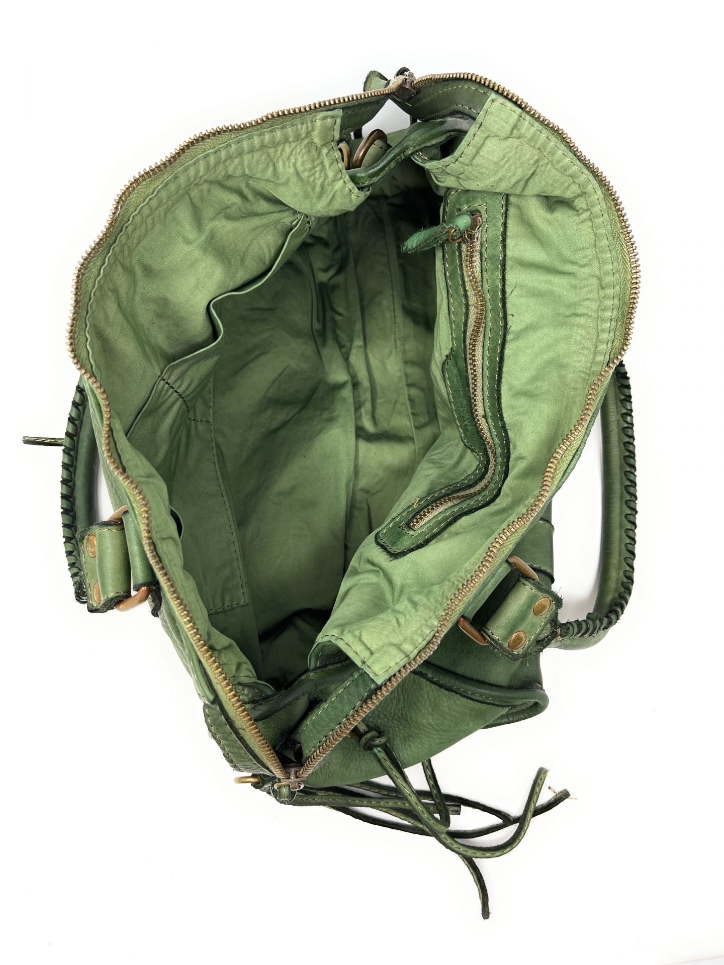 Sac à main en cuir vintage MISS STORM Vert intense