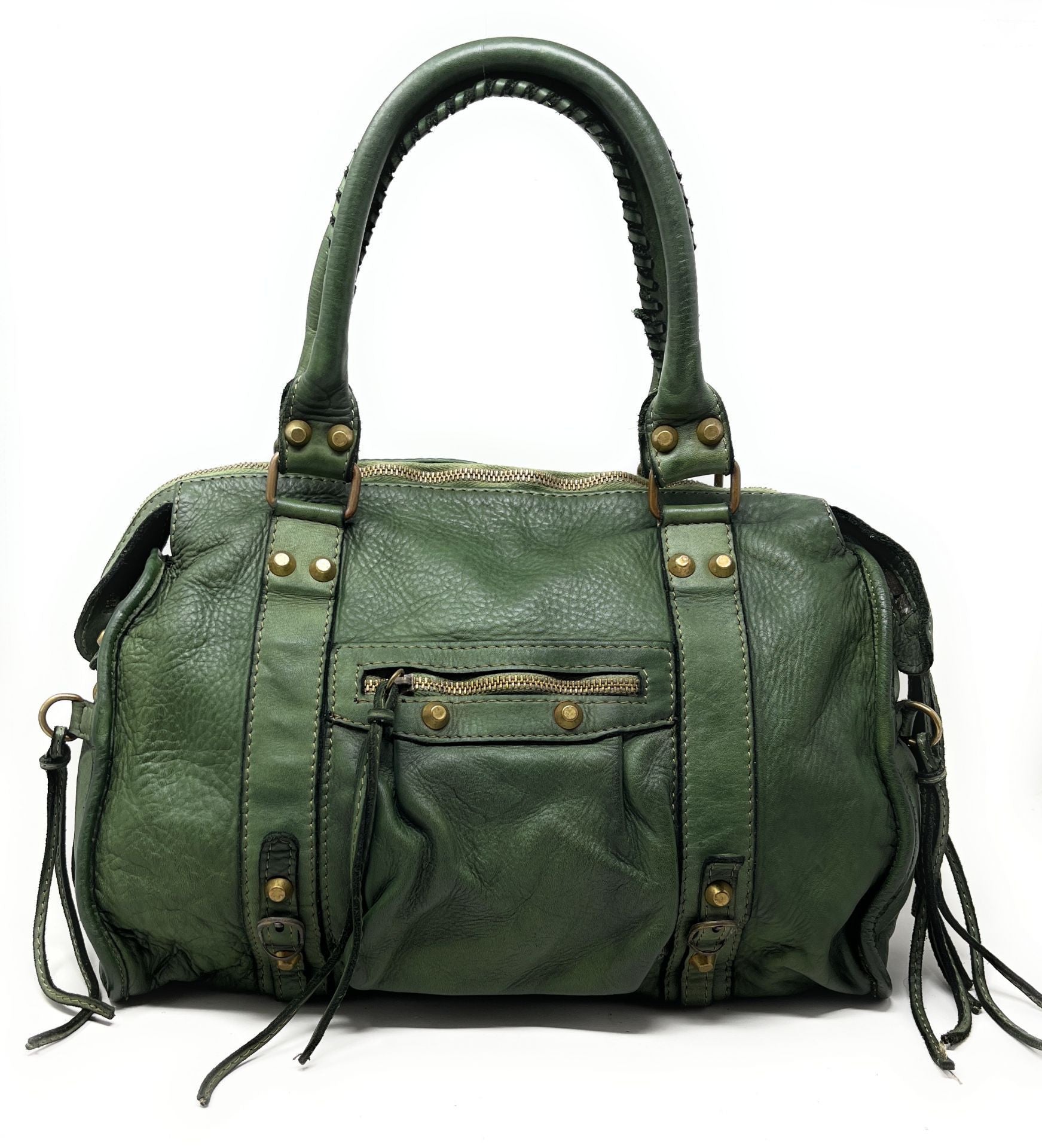 Sac à main en cuir vintage MISS STORM Vert intense