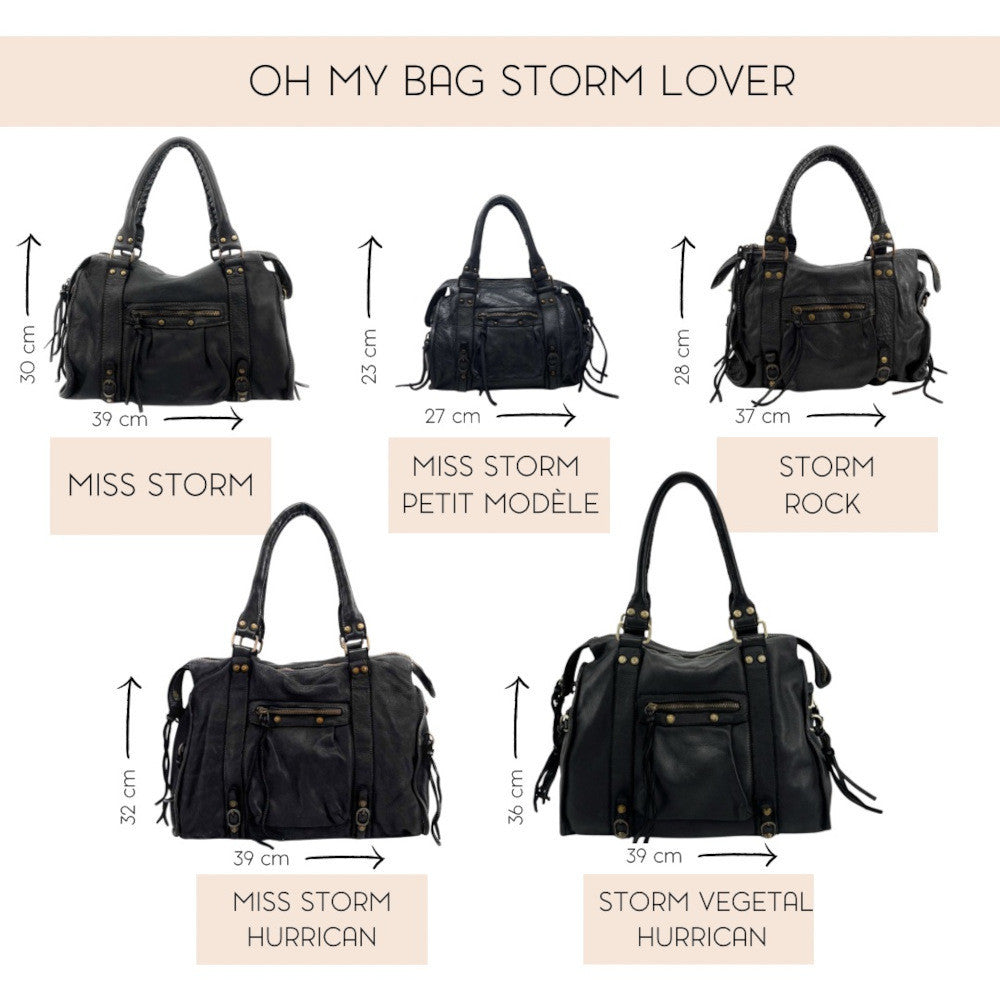 Sac à main en cuir vintage MISS STORM Noir