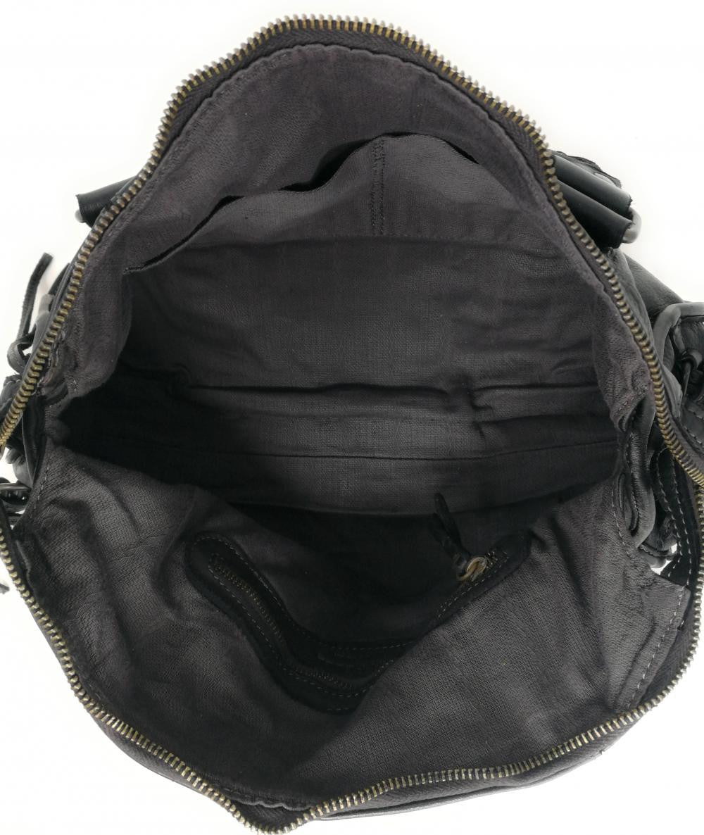 Sac à main en cuir vintage MISS STORM Noir