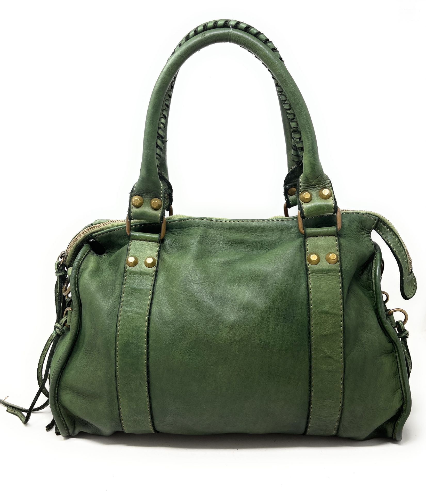 Sac à main en cuir vintage MISS STORM Vert intense