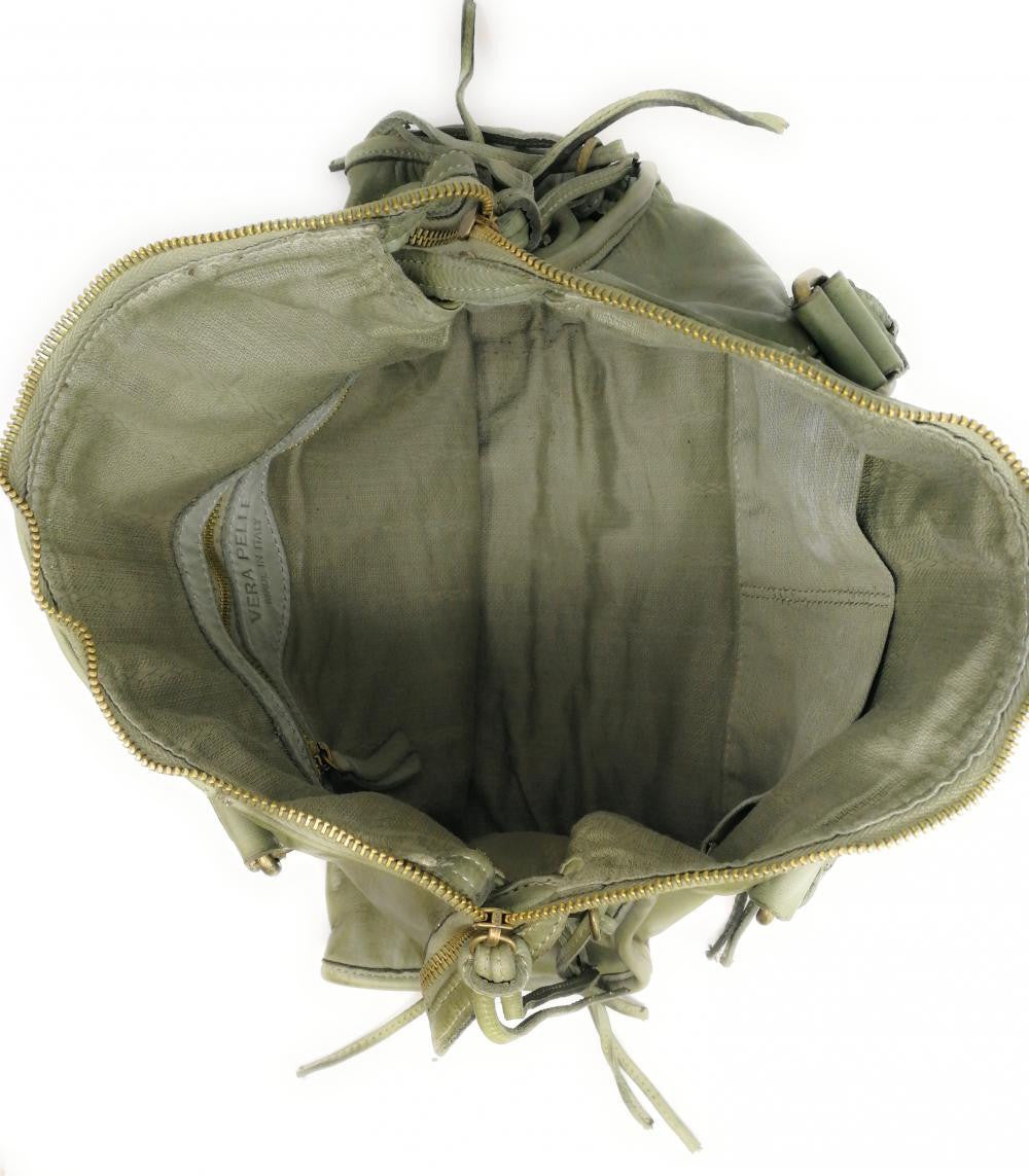 Sac à main en cuir vintage MISS STORM Kaki