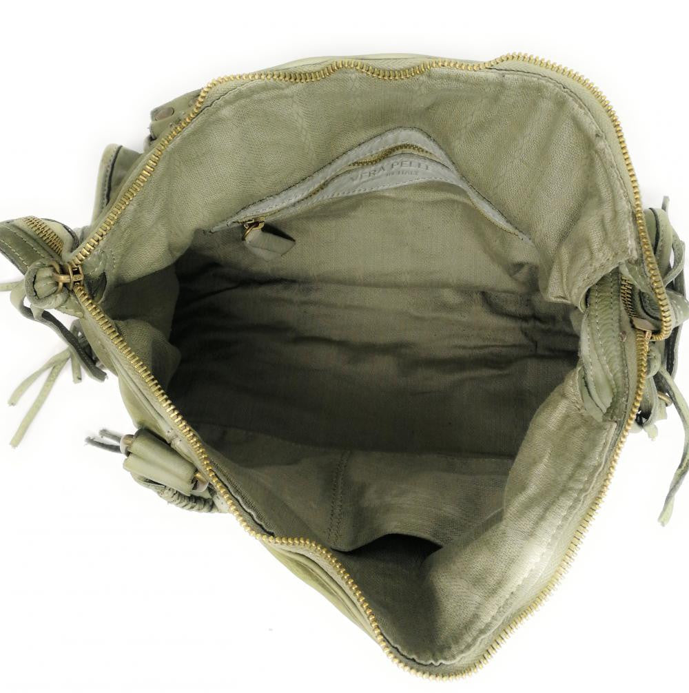 Sac à main en cuir vintage MISS STORM Kaki