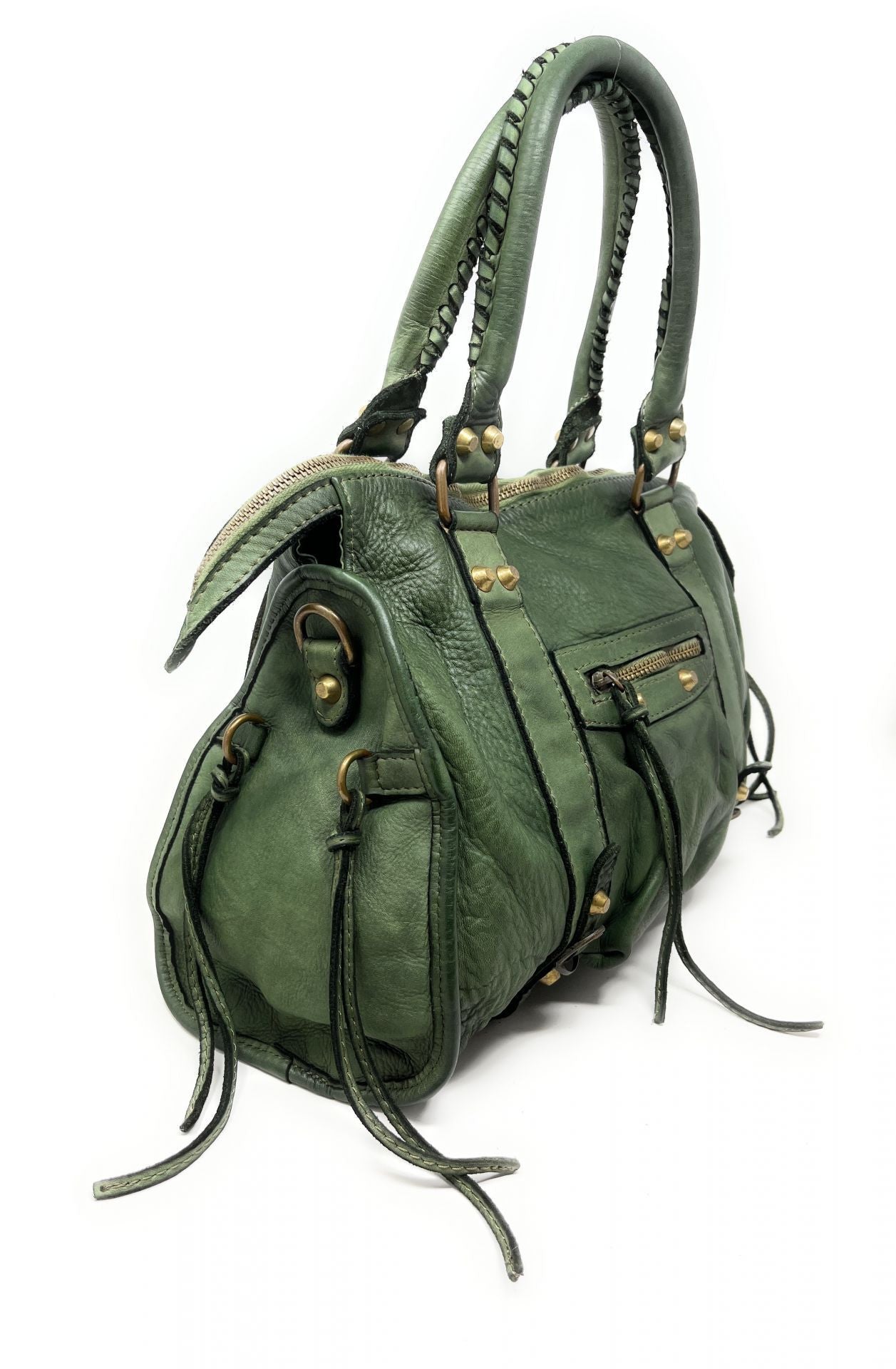 Sac à main en cuir vintage MISS STORM Vert intense