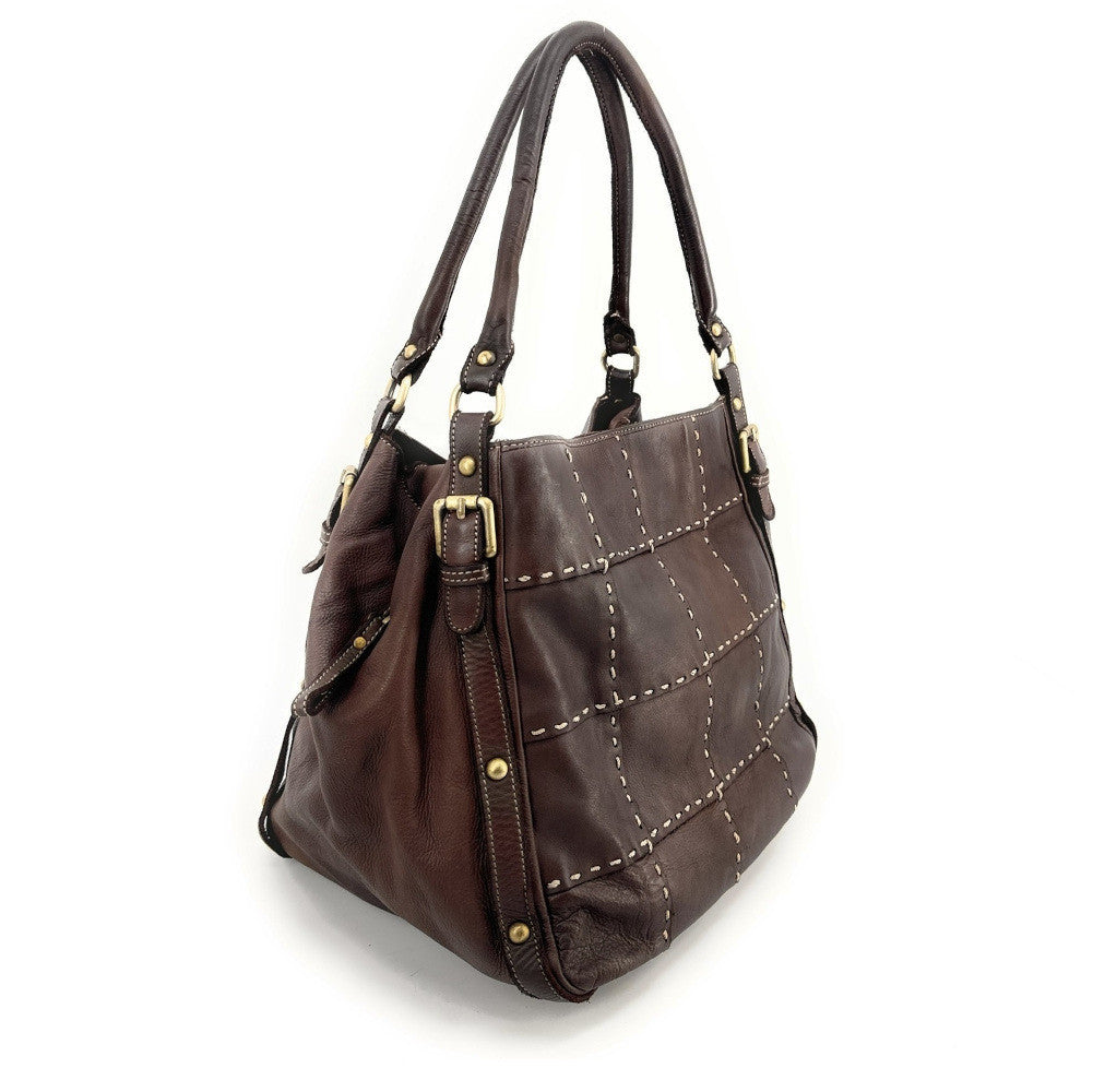Sac à main en cuir vintage SHELLEY Chocolat